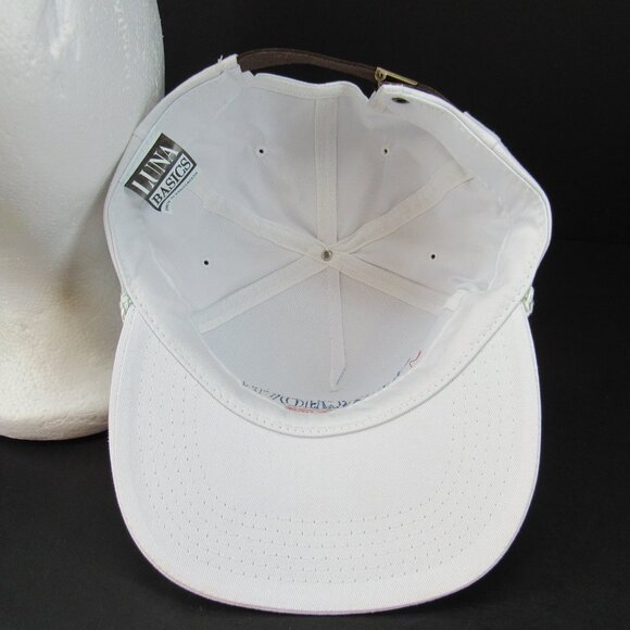 Wachovia Emb Logo Men's White Wide Brim w/Braid Adj Strap Back Trucker Cap Hat - Picture 7 of 8